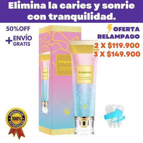Pasta dental blanqueadora triple con niacinamida y sin flúor