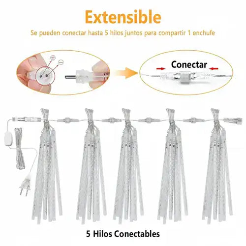 ✨ Cortinas Navideñas de Meteoritos LED 🎄