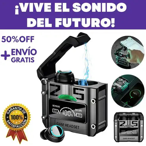 Audífonos M25 Inalámbricos con Cancelación de Ruido y Estuche Power Bank.