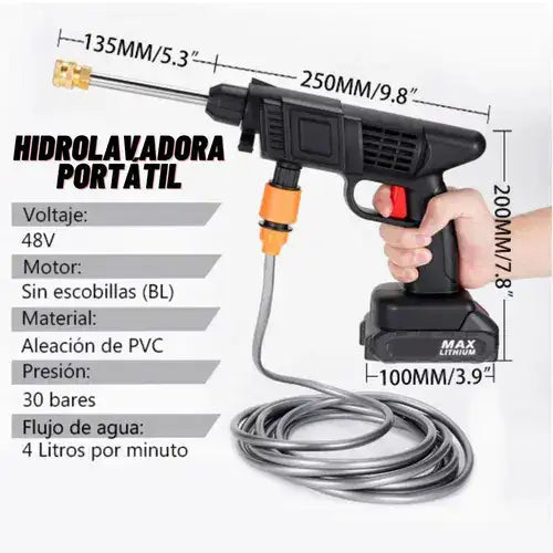 Hidrolavadora Inalámbrica 464 PSI con 2 Baterías + Regadera de Espuma + Maletin de REGALO
