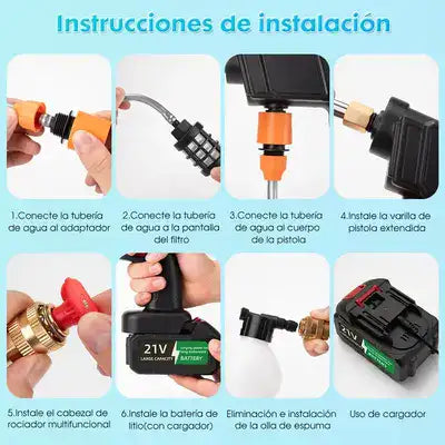 Hidrolavadora Inalámbrica 464 PSI con 2 Baterías + Regadera de Espuma + Maletin de REGALO