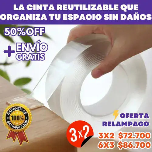 Adherente Pro® La Cinta Doble Faz Reutilizable y Lavable 3MT