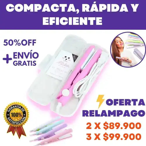 ¡Luce perfecta donde sea que vayas! Plancha Mini Viajera para Cabello de Cerámica