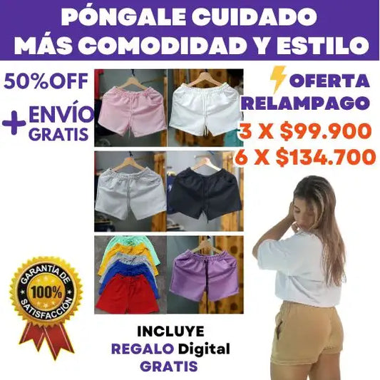 Shorts con Cintura Elástica. Comodidad y Estilo en Cada Movimiento + REGALO digital GRATIS