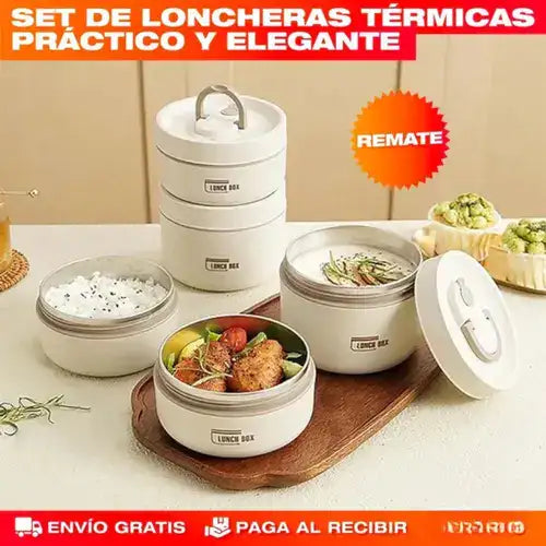 Set X4: porta-comidas + lonchera térmica + REGALO Digital GRATIS