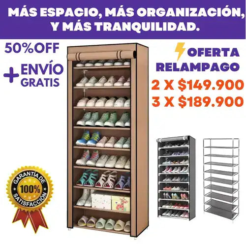 Zapatero Organizador de 9 Niveles. ¡Hasta 27 pares ordenados en un solo lugar!