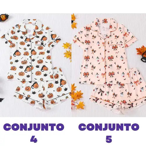 Conjunto de Pijama con Estampa de Fantasma y Calabaza + REGALO Digital GRATIS