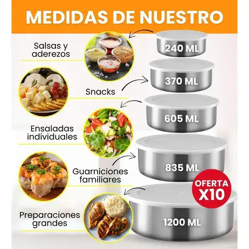 BowlFrescura™ SET X10 Bowls Con tapa hermética