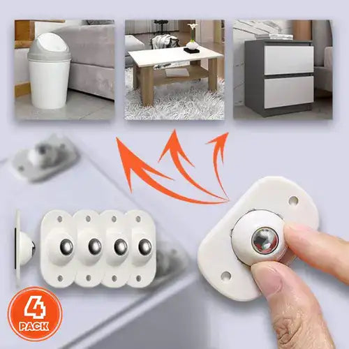 PACK 4 Ruedas Autoadhesivas 360° para muebles + REGALO Digital GRATIS
