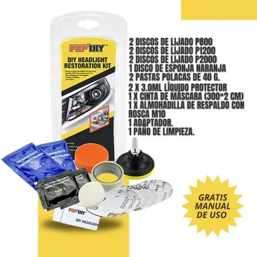 SUPER KIT PARA TALADRO Y PULIDORA RESTAURADOR DE FAROLAS PARA CARROS Y MOTOS