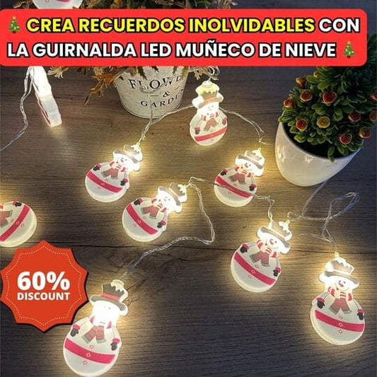 Guirnalda LED Muñeco de Nieve 🎄 2mts