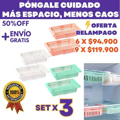 Organizador De Nevera Set X3 - Espacio extra sin complicaciones