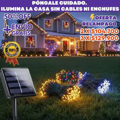 Luz Solar Navideña Mágica 10 MTS✨ – Ilumina la casa sin cables ni enchufes