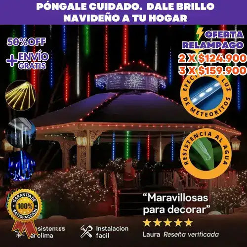 ✨ Cortinas Navideñas de Meteoritos LED 🎄
