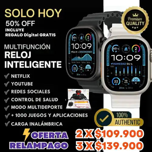 SMARTWATCH ULTRA 3 PLUS + 2 CORREAS + REGALO Digital GRATIS