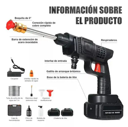 Hidrolavadora Inalámbrica 464 PSI con 2 Baterías + Regadera de Espuma + Maletin de REGALO
