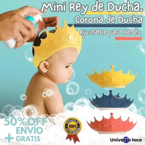 Mini Rey de Ducha®. Corona Gorro de Ducha Ajustable para Bebés