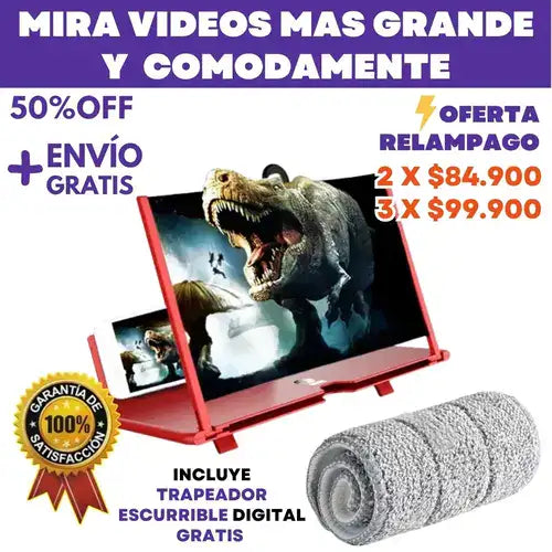 Amplificador de Pantalla Premium 12 Pulgadas + Repuesto de Trapeador Escurrible de Limpieza GRATIS