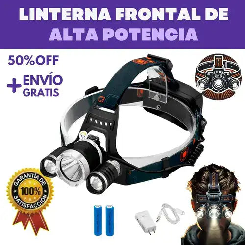 Linterna Frontal LED Recargable 5000 Lúmenes – Ilumina tus Aventuras
