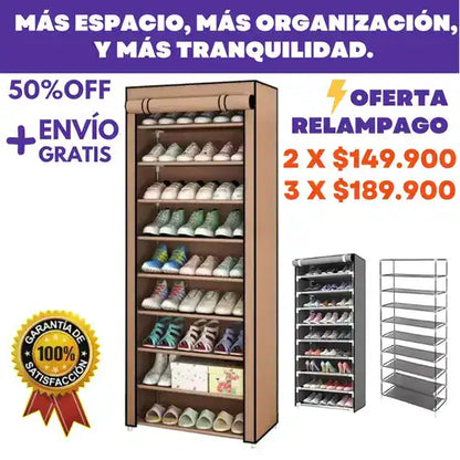Zapatero Organizador de 9 Niveles. ¡Hasta 27 pares ordenados en un solo lugar!