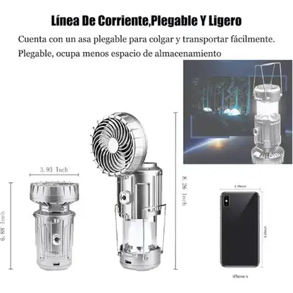 Lámpara Ventilador Solar 5-en-1 + REGALO Digital GRATIS