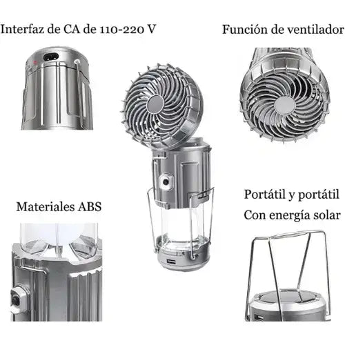 Lámpara Ventilador Solar 5-en-1 + REGALO Digital GRATIS