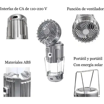 Lámpara Ventilador Solar 5-en-1 + REGALO Digital GRATIS