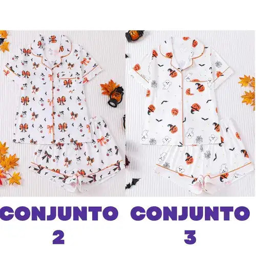 Conjunto de Pijama con Estampa de Fantasma y Calabaza + REGALO Digital GRATIS