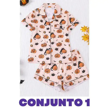 Conjunto de Pijama con Estampa de Fantasma y Calabaza + REGALO Digital GRATIS