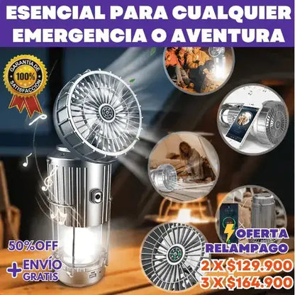 Lámpara Ventilador Solar 5-en-1 + REGALO Digital GRATIS